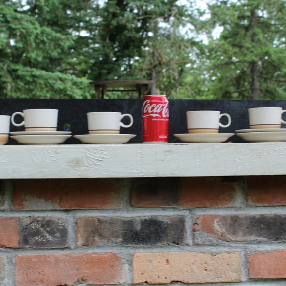 (6)Water Colors Hearthside Set of 6 Vintage Hand painted Mugs and saucers Japan - Picture 6 of 6